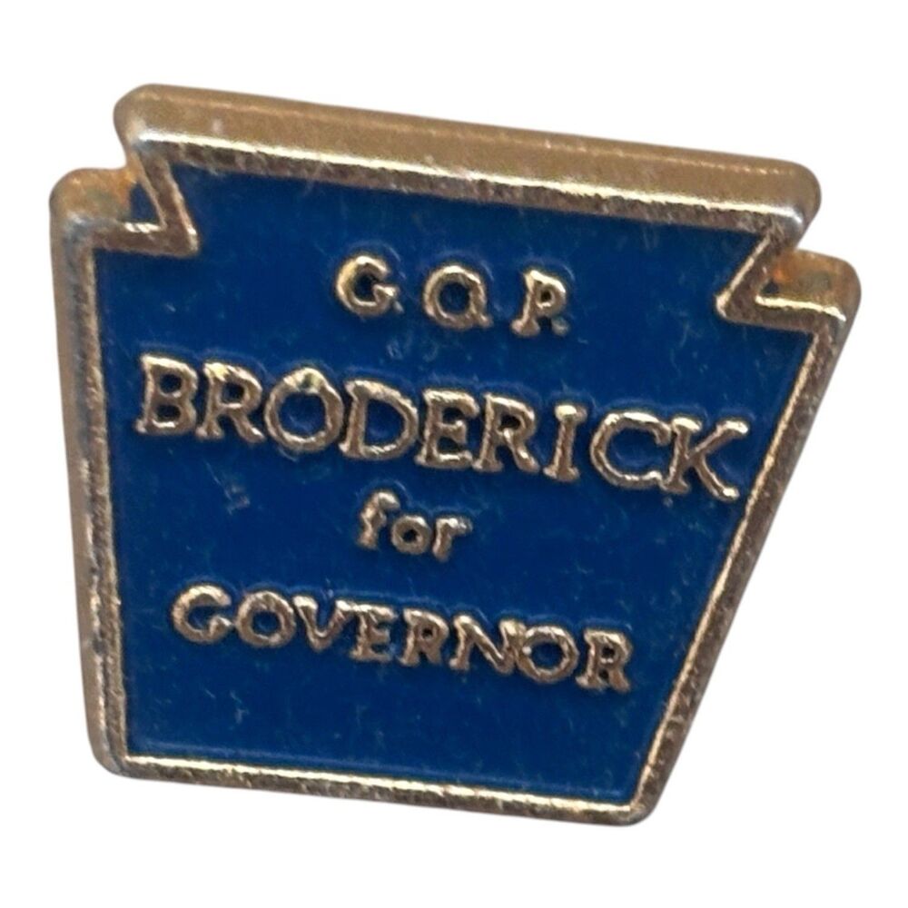 VTG GOP Broderick For Governor PA Pennsylvania Keystone Metal Enamel Pin Lapel